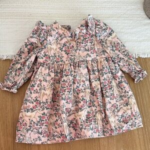Janie and Jack Pink Floral Unicorn Ruffle Dress
